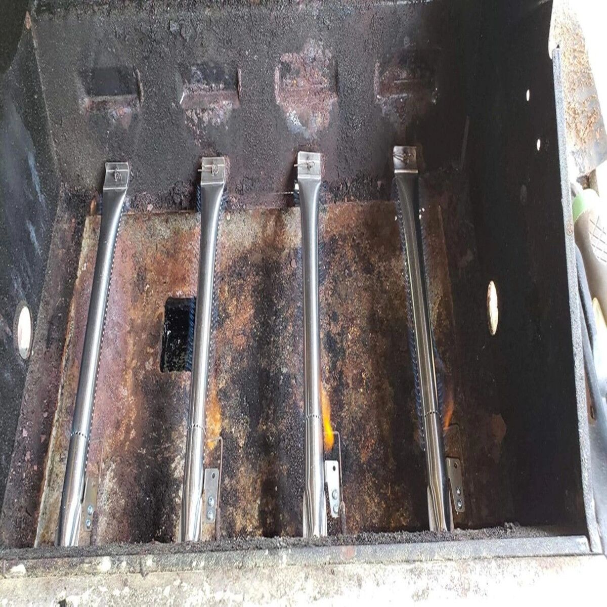 INF 4er-Set Edelstahl-Grillbrennerrohre, Silber, Ersatzrohre, kompatibel mit Nexgrill, BBQ Pro, Members Mark, Kenmore, Backyard