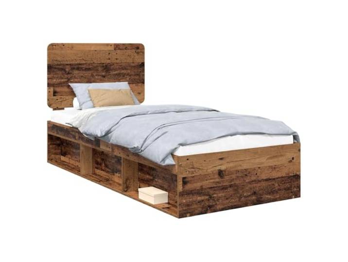 HMDNGOUT Bettrahmen Altholz 90 x 190 cm Massives Kiefernholz mit Kopfteil und Lattenrost