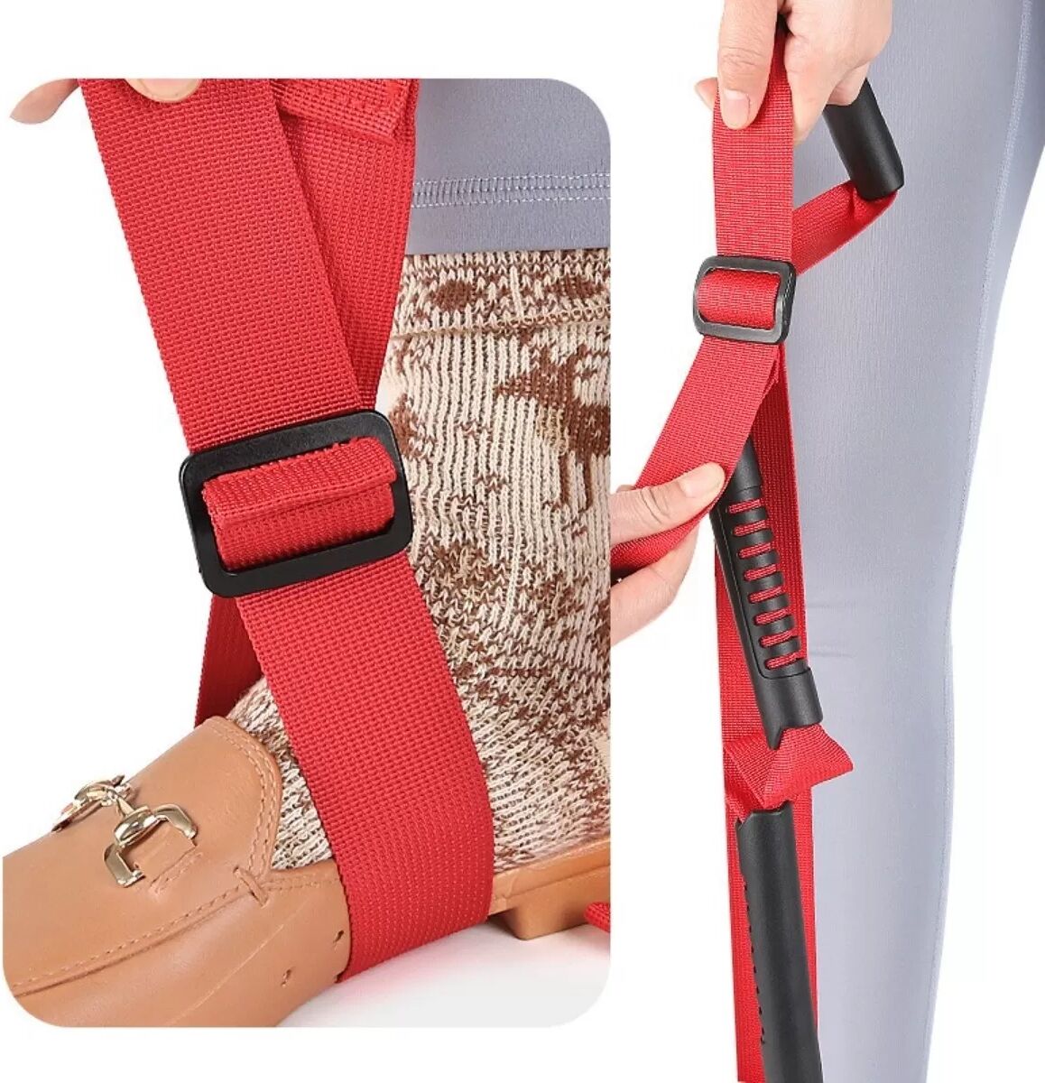 INF Sangle d'Assistance de Levage de Pied en Nylon Rouge - Aide à la Marche et Bande d'Entraînement de la Démarche