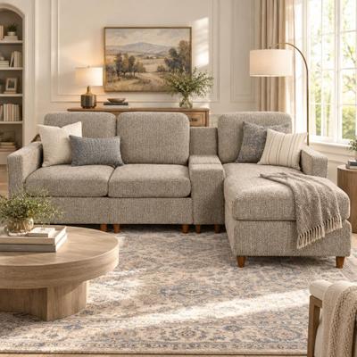 Modern L-Shaped Chenille Sectional Sofa with Chaise by Harper&Bright Designs