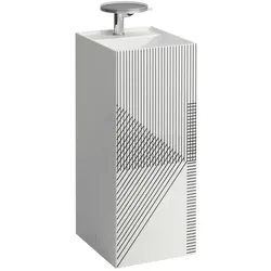 LAUFEN Kartell Waschtisch 811331D011111 weiß mit grauem Liniennetz 37,5x43,5x90cm, 1 Hahnloch