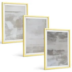 BILDER SET 3er Set - 40x60 cm Goldrahmen - Moderne, Used-Look-Texturen