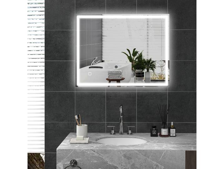 HOMCOM Miroir LED Salle de Bains 90x70cm 3 Couleurs Argent