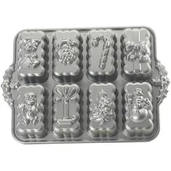3x Nordic Ware Holiday Mini Loaves Pan, Backform, Silber