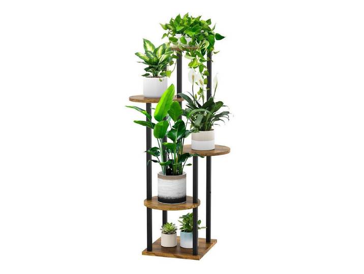 LuxusKollektion Standregal Blumenregal Metall Rund Schwarz 5 Tier, 1-tlg.