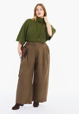 Plus Size Women's Wide-Sleeve Turtleneck Sweater by June & Vie in Olive (Size 14/16)
