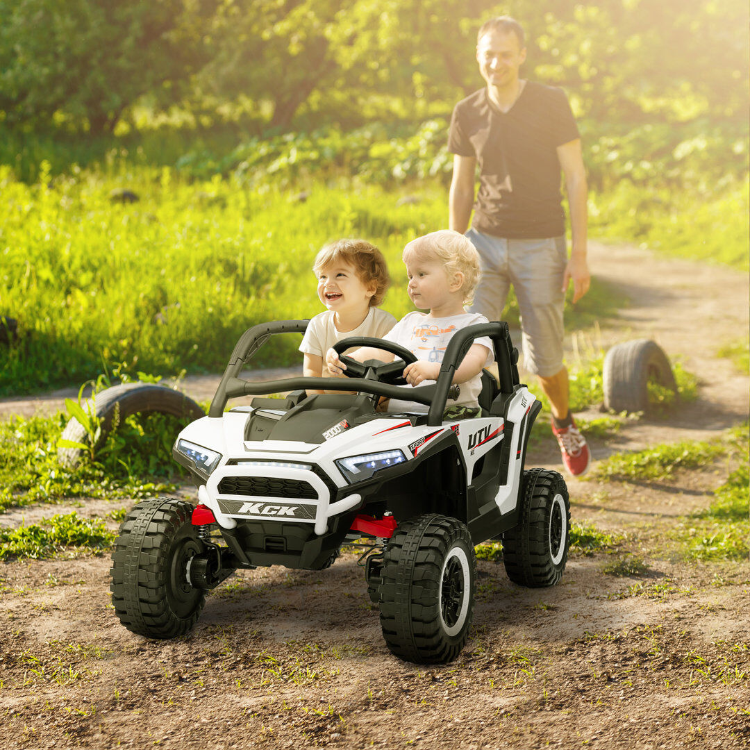 HOMCOM AIYAPLAY 2 Seater 24V 7AH Ride on Truck w/ Spring Suspension Pink 2