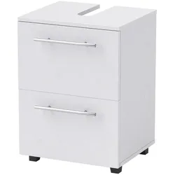 STILVORA Badezimmerschrank 59x41x36 U-förmiger Ausschnitt Waschbecken-Kommode Schublade Schrank Badmöbel Spanplatte Melamin Weiß