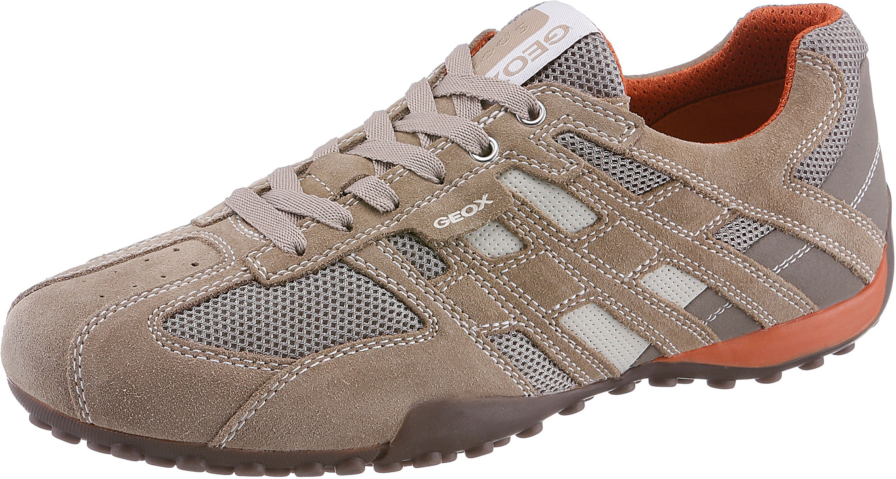 Sneaker GEOX "U SNAKE", Herren, Gr. 44, Textil, beige, Textil, Veloursleder, Schuhe Sneaker, Freizeitschuh, Schnürschuh mit Geox Spezial Membran beige 44, Textil