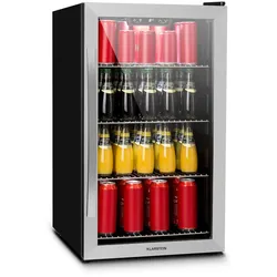 Klarstein Beersafe 4XL Kühlschrank 124 Liter 4 Böden Panoramaglastür Edelstahl Silber
