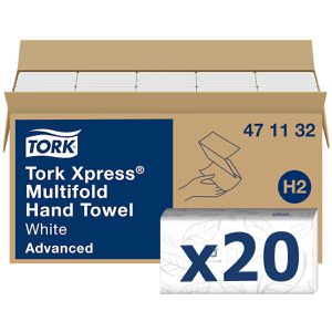 Tork Papierhandtücher Xpress Advanced, 471132, H2, 2-lagig, Interfold-Falz, weiß, Recycling, 21,3 x 23,4 cm, 3800 Stück