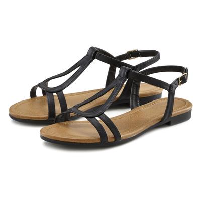 Sandale VIVANCE "offener Schuh", Damen, Gr. 42, schwarz, Obermaterial: 100% Lederimitat. Decksohle: 100% Lederimitat. Futter: 100% Lederimitat. Laufsohle: 100% Synthetik, unifarben, Schuhe Sandale, Sandalette, Sommerschuh mit raffinierten Riemchen...