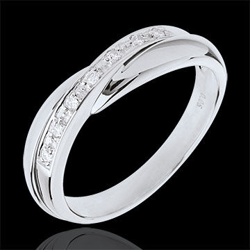 Edenly Trauring Diamantenband in Weissgold - Kanalfassung - 7 Diamanten