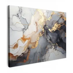 LEINWANDBILD Marmor - Schwarz - Gold - Weiß Wandbilder 80x60 cm