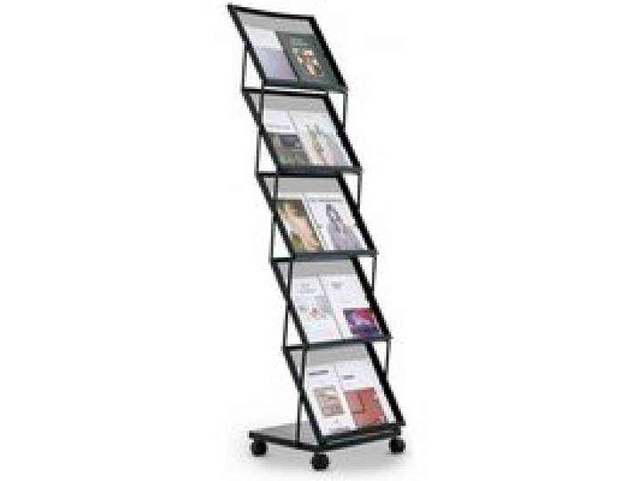 VEVOR faltbarer Prospektständer Zeitschriftenständer mit 5 Taschen, rollbarer Literaturständer Kataloghalter Schrägsteller, Buchständer Bodenaufsteller für Messe, Büroshows, Ausstellung