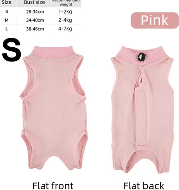 Inspire Curations ComfortShield Cat Recovery Jumpsuit For Post Surgery Healing & Wound Protection pink s