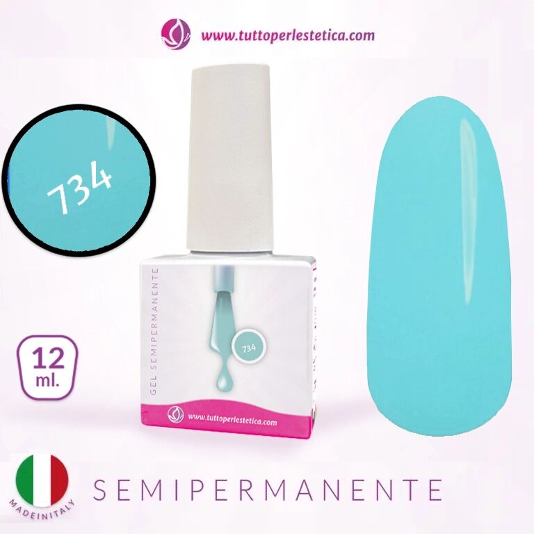 Tuttoperlestetica Semipermanente colore verde acqua N 734 da 12 ML Hema e TPO Free