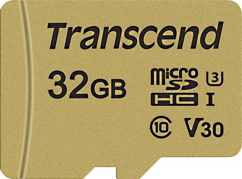 Transcend Premium 500S microSDHC-Karte 32GB Class 10, UHS-I, UHS-Class 3, v30 Video Speed Class inkl. SD-Adapter