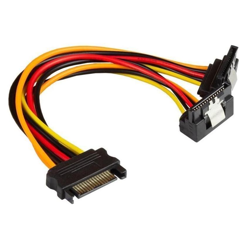 Good Connections SATA Y-Stromkabel, SATA Stecker an 2x SATA Buchse 90° nach unten gewinkelt, (20 cm, 15 pin S-ATA) (5021-2SBWSS)