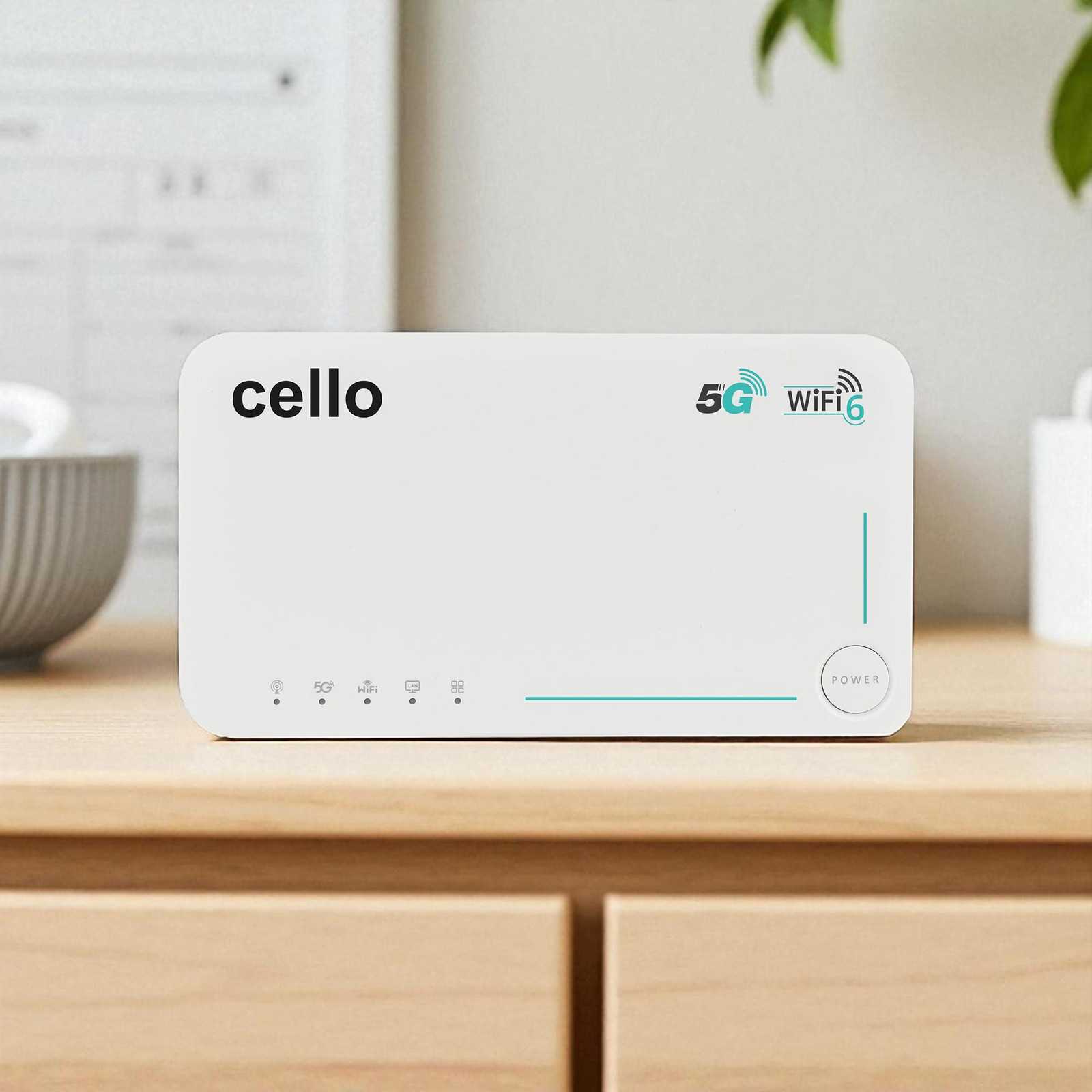 CELLO Cello 5G LTE WLAN reisrouter, 3600 Mbit, Cat 22, eSIM/SIM met batterij en 6 geïntegreerde antennes