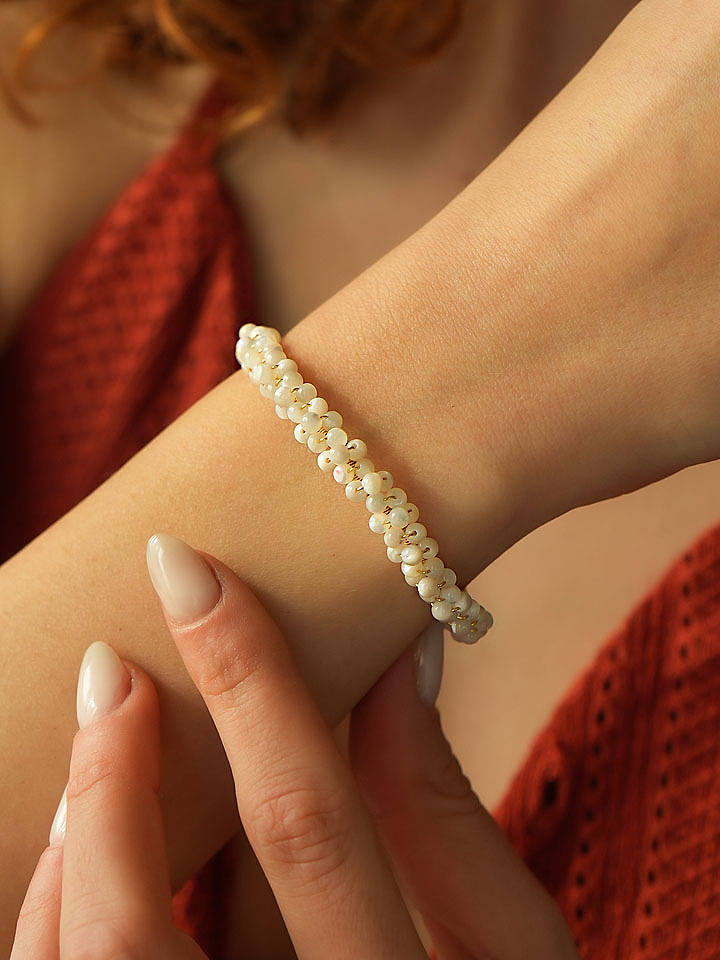 Pierres de Jade Vergold. Armband mit Perlen - onesize