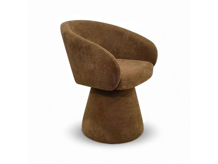 Fauteuil de table pivotant en velours terre de sienne
