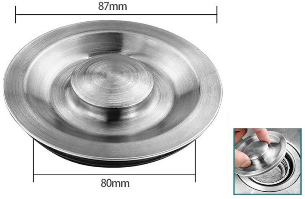 INF Universal 304 Edelstahl Spülbecken-Sieb Abdeckung 2er-Set — Silber, herausnehmbarer Siebstöpsel und Filter