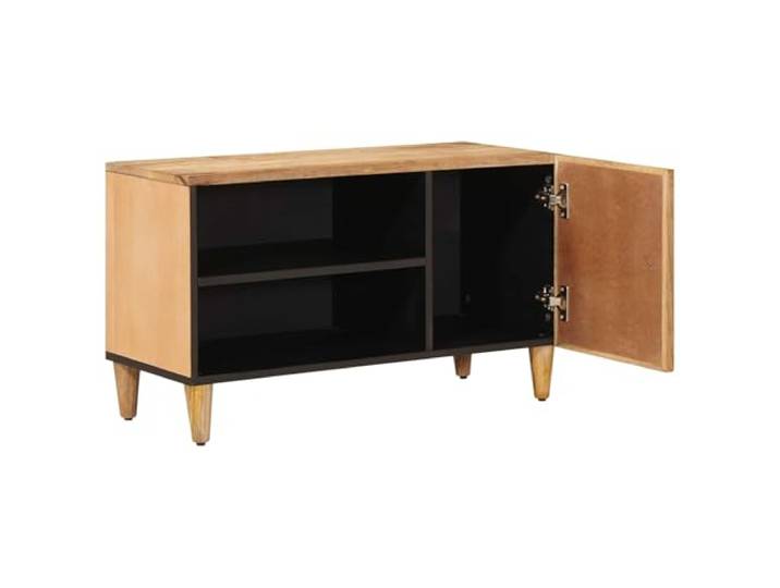 Stauraumschrank Braun 80 x 31,5 x 46 cm Massivholz Mango Messingknopf-Türen, Holzwerkstoff-Korpus, Fächer und Regale, für Medien, pflegeleicht mit trockenem Tuch