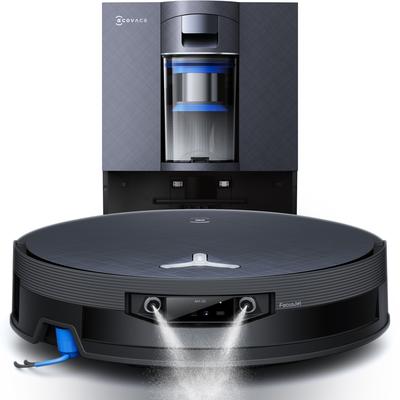 ECOVACS Nass-Trocken-Saugroboter "DEEBOT X12 OmniCyclone, FocusJet-Technologie", schwarz, B:35,3cm H:9,8cm T:35,1cm, Saugroboter, 25cm, Wischrolle, OmniCyclone Station (beutellos), Haustierfreundlich, Topseller