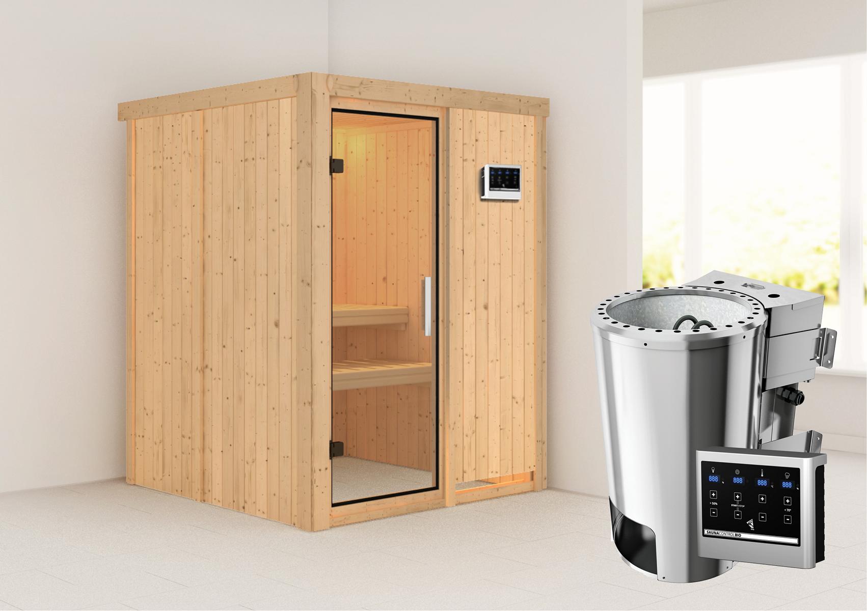 KARIBUHOLZT MH Minja Front 3,6kW Bio ext.S klarglas Ganzglastür 16879941