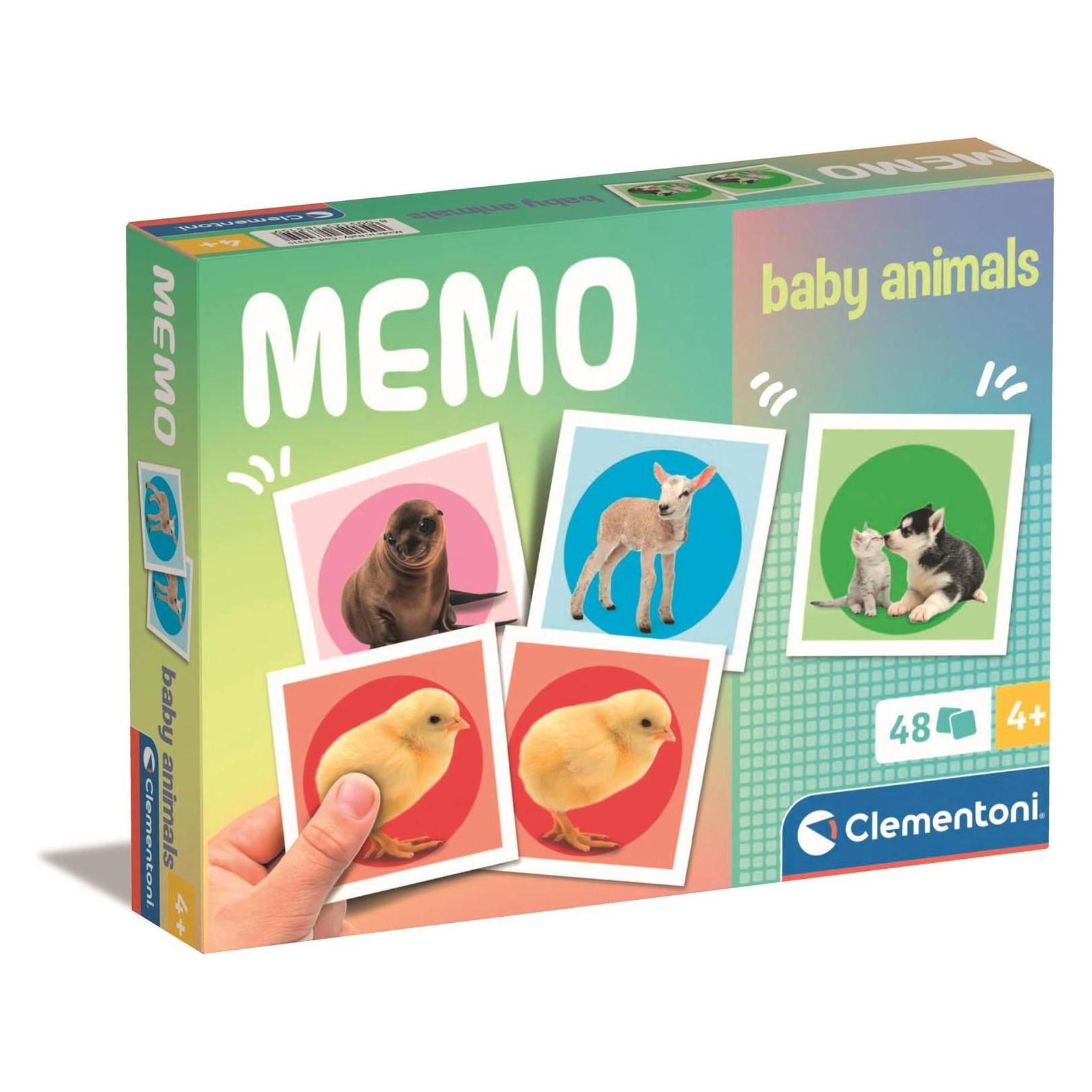 Clementoni Memo Kompakt Tierbabies Gedächtnissspiel 4+ (Englisch, Französisch, 2 - 4 Spieler) (18315)