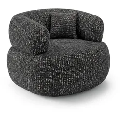 SESSEL Laila, Drehsessel mit runder Form, Schwarz, Geflecht-Stoff