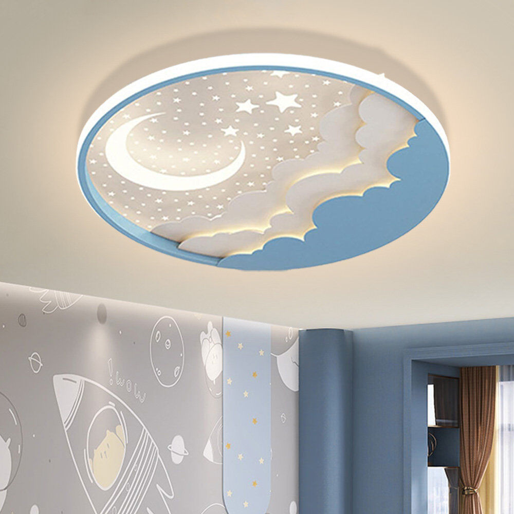 RRBEST Flush-mounted LED Ceiling Light, 1 Bulb, 50 cm Blue 10cm H x 50cm W x 50cm D