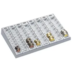 Wedo, Geldzähler, Zählbrett mit 8 losen Münzrillen, lichtgrau (Münzzähler)