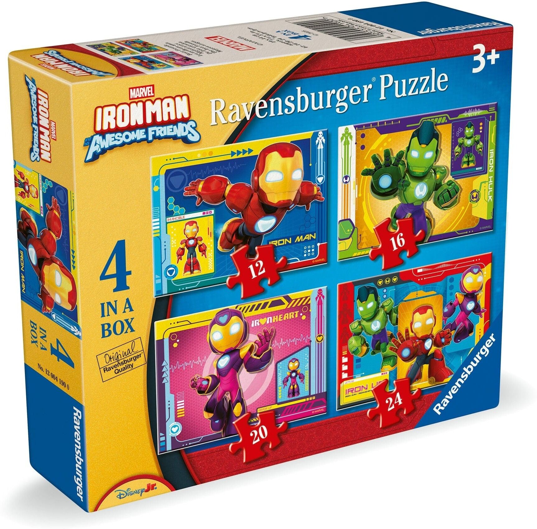 Ravensburger Marvel Iron Man And His Awesome Friends 4 In A Box Family Board Game for Families, Ages 6+, Ravensburger Quality
