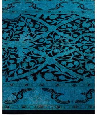 Overton "Fine Vibrance, One-of-a-Kind Hand-Knotted Runner Rug - Black, 2' 6"" x 9' 10"" - 2' 6"" x 9' 10"""
