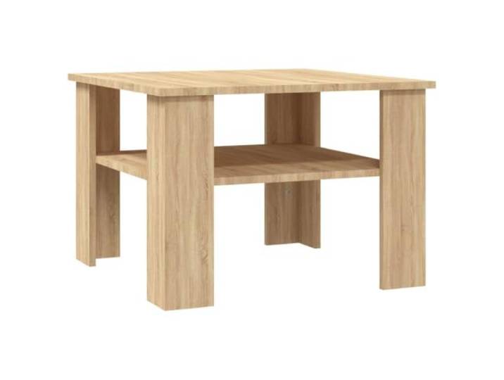 Couchtisch Eiche Sonoma 60x60x42cm Holzwerkstoff Garten, Terrasse, Balkon, quadratische Arbeitsplatte, leichte Konstruktion, Montageanleitung, wasserdichte Abdeckung