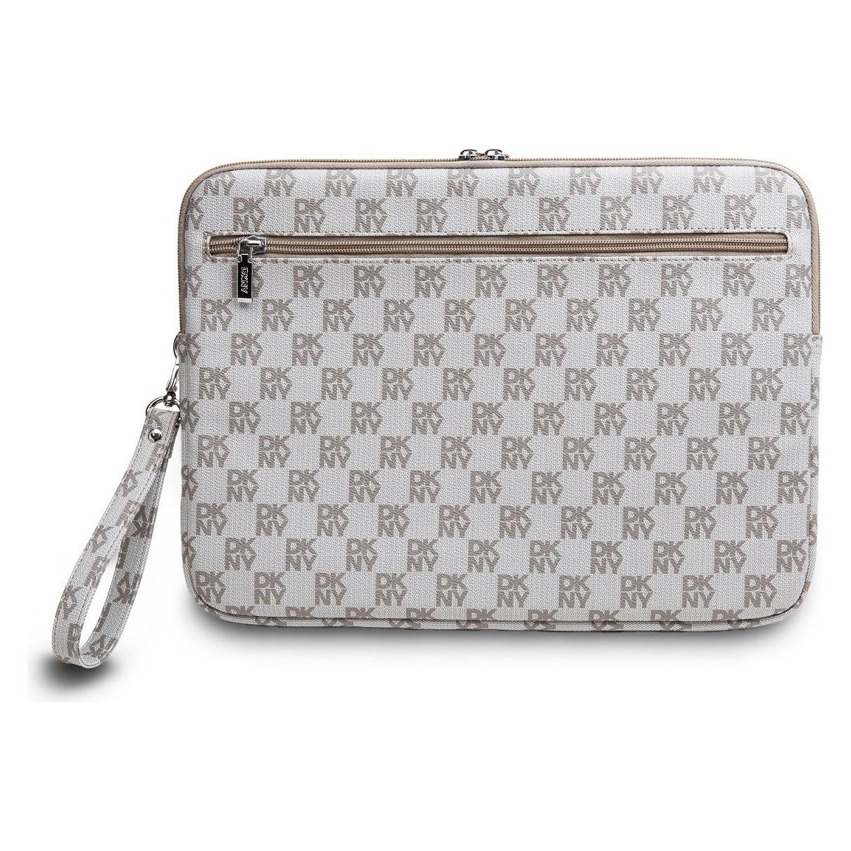 DKNY PU Leather Checkered Pattern and Stripe Laptop Sleeve 15/16" Beige (16") (DKCS16PVSHLE)
