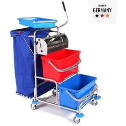 Floorstar FPW 2T Plus ES Reinigungswagen mit Flachpresse Flachpressenwagen 2 Top Plus - Edelstahl ohne Sack, PATENT