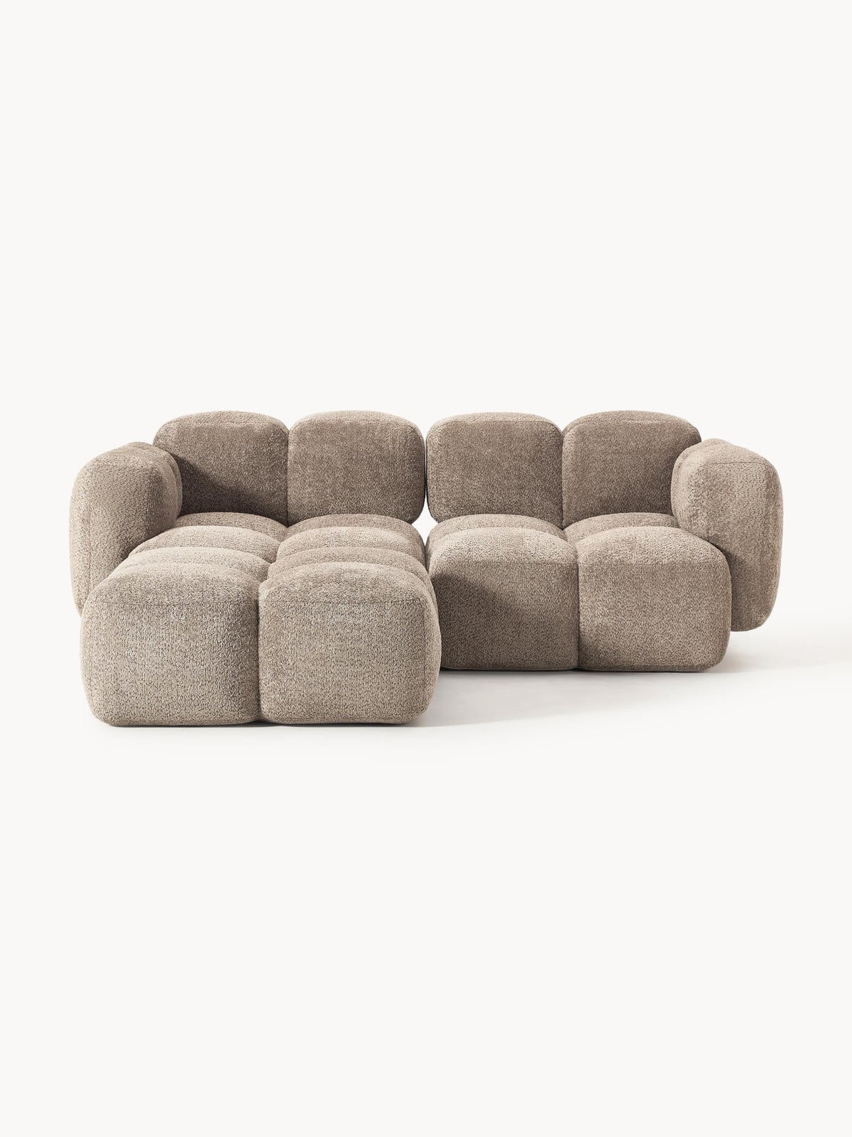 Westwing Collection Tayla Modulaire Teddy Bouclé Bank met Poef (2-zits)