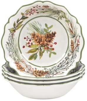 "Certified International Winters Forest 8.5"" Melamine All Purpose Bowls, Set of 4 - 8.25"" Diameter x 2"""