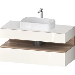 Duravit Collection One Konsolenwaschtischunterbau, 1 Auszug, 1 Schubkasten, Ausschnitt mittig, 1200x550x600mm, Nische Eiche Mamoriert, QA4732055220000, Farbe: Weiß Hochglanz