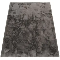 KADIMA DESIGN Hochflor Teppich Shaggy Unifarben Schlafzimmer schmutzabweisend Anthrazit Läufer 60x100 | 100% Polyester | Florhöhe: 35 mm | pflegeleicht