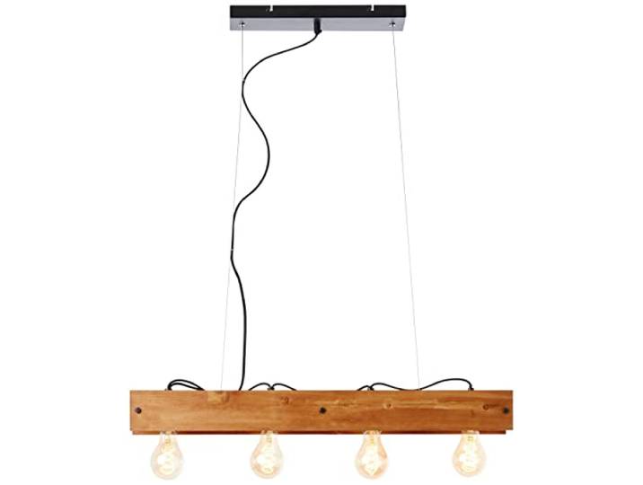 BRILLIANT Lampe, Calandra Pendelleuchte 4flg schwarz/holzfarbend, 4x A60, E27, 42W, Holz aus nachhaltiger Waldwirtschaft (FSC)
