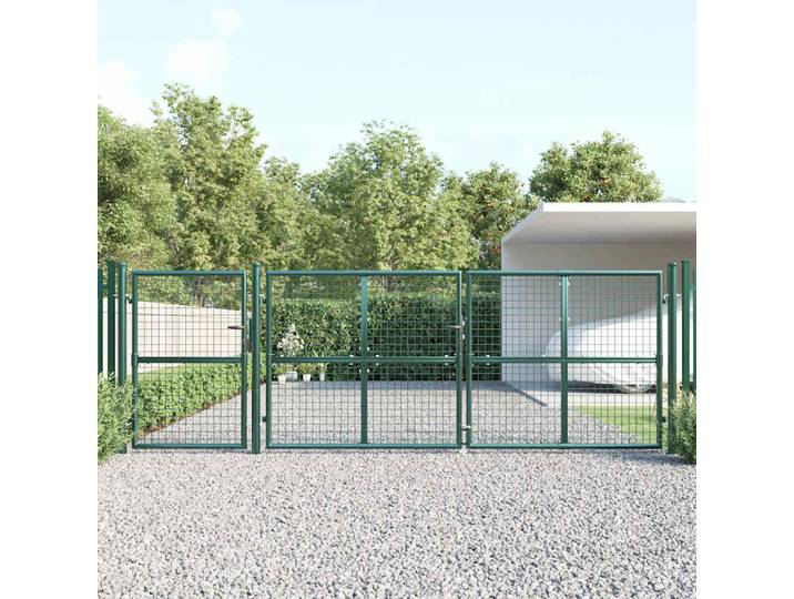 vidaXL Maschen-Gartentor Grün 400x125 cm Verzinkter Stahl
