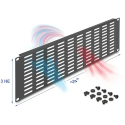 DeLOCK 19′′ Netzwerkschrank Panel mit Lüftungsschlitzen horizontal 3 HE schwarz