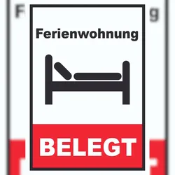 HB-Druck Ferienwohnung belegt Hochkant Schild A6 (105x148mm)