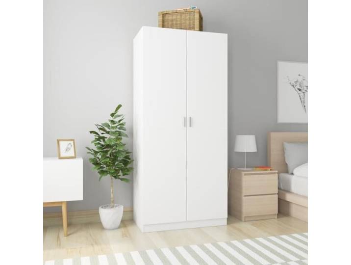 Garde-robe - VIDAXL - 800630 - Blanc - 90x52x200 cm - 2 portes - Montage facile