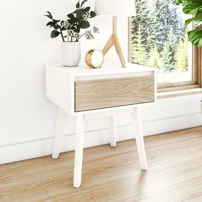 Max & Lily Scandinavian 1-drawer Solid Wood Nightstand