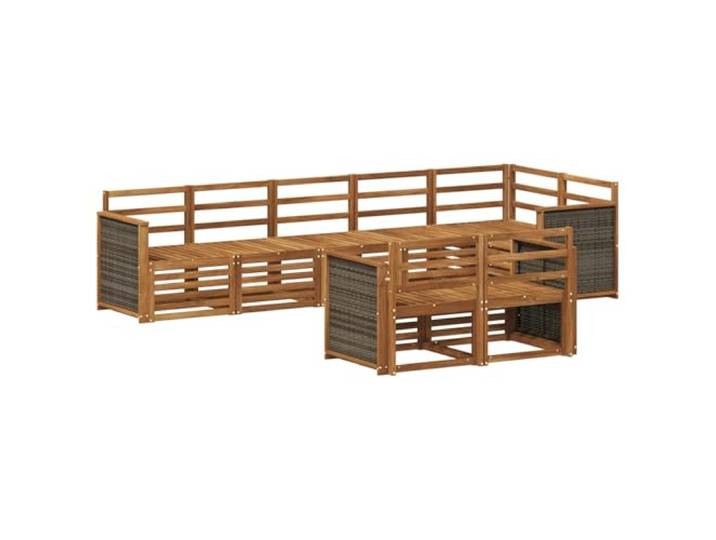 HFMDRMU Outdoor-Möbelset aus massivem Akazienholz, modulares Sofa für Garten und Terrasse, wetterfest lackiert, langlebig und pflegeleicht